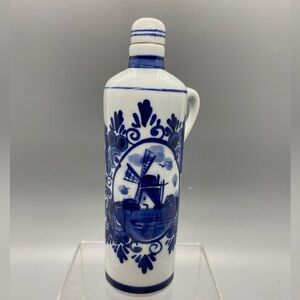 Vintage Delft Blauw 631 Hand Painted Decanter Jug with vintage Blue & white